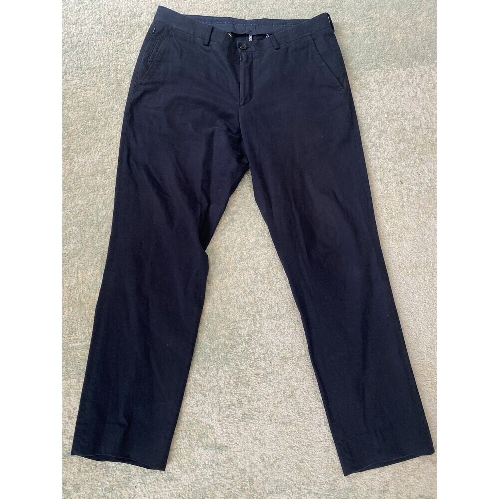 BOSS HUGO BOSS Size 34R Bulgaria Regular Fit Men's Navy Blue Cotton Blend Pants